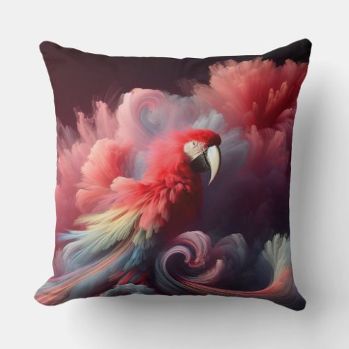 Vibrant Parrot Clouds Throw Pillow