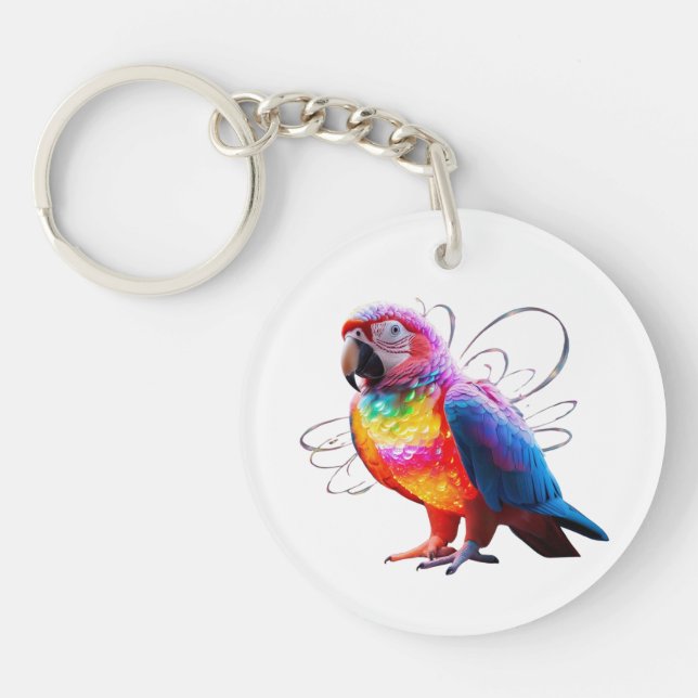Vibrant Parrot Keychain (Front)