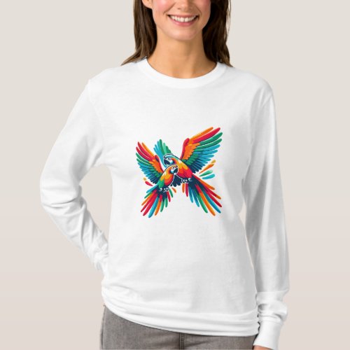 Vibrant Parrot Pair T_Shirt