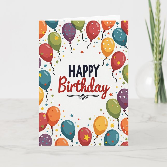 Vibrant Party Balloons Card (Front)