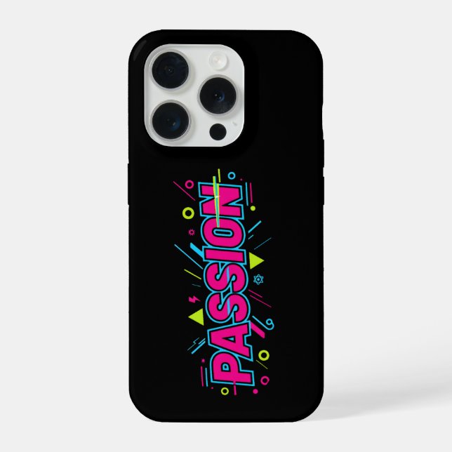 Vibrant Passion Typography - Retro 90s Pop Art Aes iPhone Case (Back)