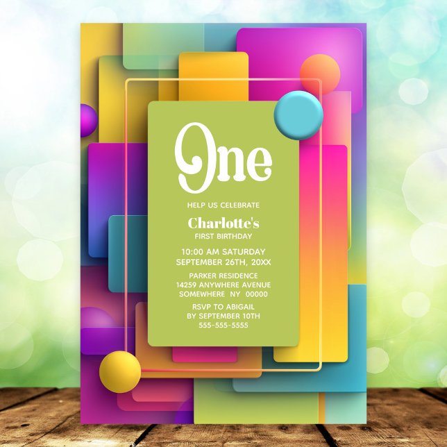 Vibrant Pastel 1st Birthday Party Invitation (Creator Uploaded)