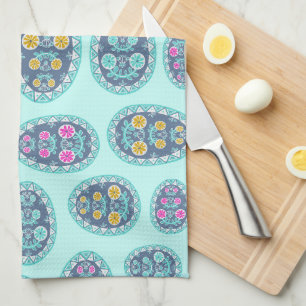Vibrant Pastel Colors Pysanka Folk Art Eggs Kitchen Towel