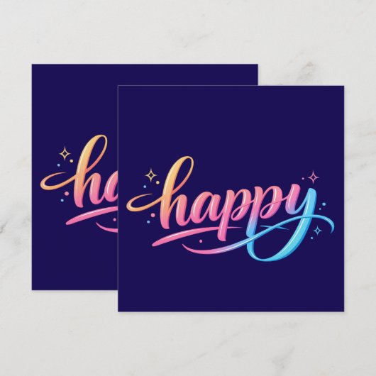 Vibrant Pastel Gradient HAPPY Typography - Modern  (Front/Back)