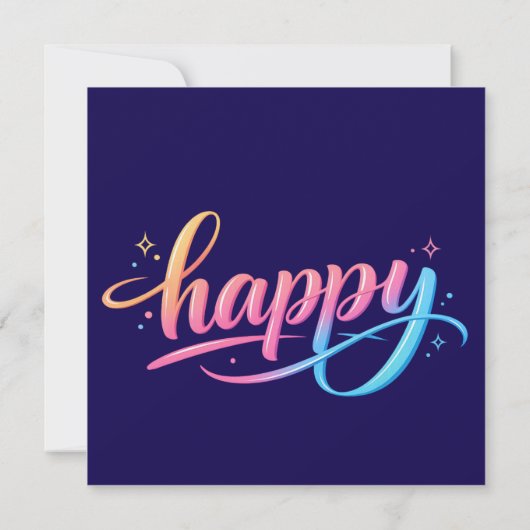 Vibrant Pastel Gradient HAPPY Typography - Modern  (Back)