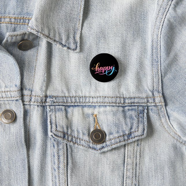 Vibrant Pastel Gradient HAPPY Typography - Modern  Button (In Situ)