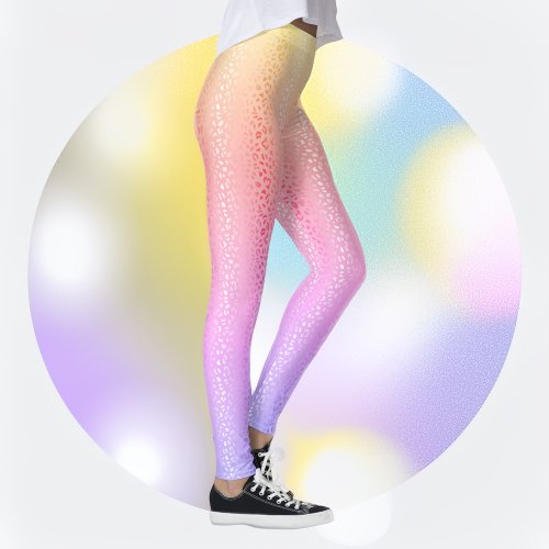 Vibrant Pastel Gradient Leopard Print Leggings