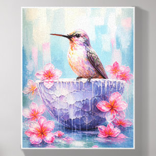 Vibrant Pastel Hummingbird Canvas wall Photo Tile