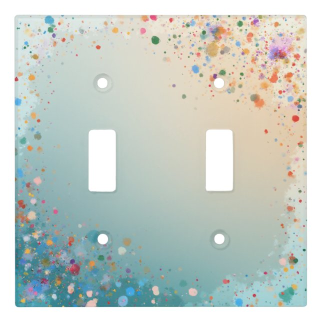 Vibrant Pastel Paint Splatter Abstract Light Switch Cover (Front)