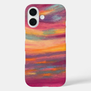 Vibrant Pastel Sunset Abstract Oil Paint Flow iPhone 16 Case