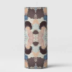 Vibrant Pastel Symmetry – Abstract Textured Art Pillar Candle