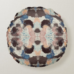 Vibrant Pastel Symmetry – Abstract Textured Art Round Pillow