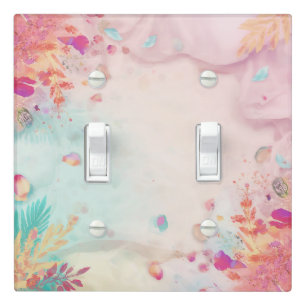 Vibrant Pastel Tropical Botanical Frame  Light Switch Cover