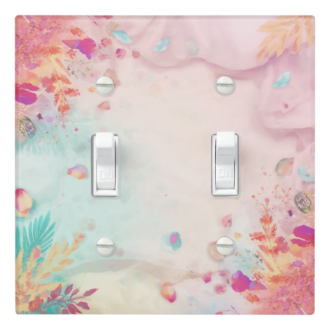 Vibrant Pastel Tropical Botanical Frame  Light Switch Cover (In Situ)