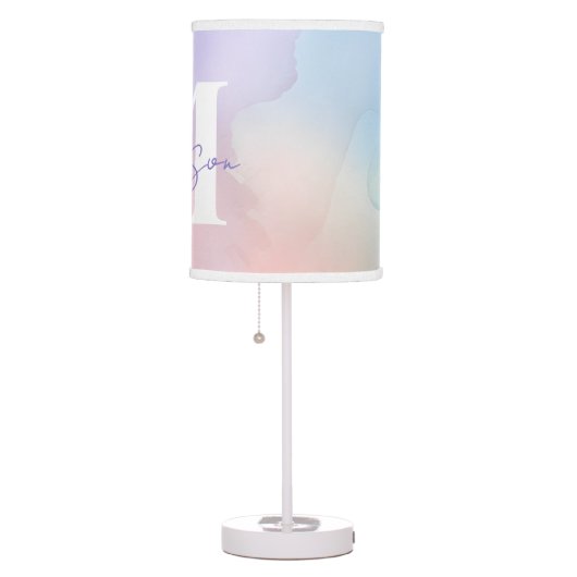 Vibrant Pastel Watercolor Name Monogram Table Lamp (Right)