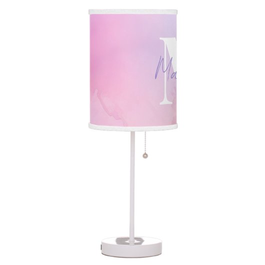 Vibrant Pastel Watercolor Name Monogram Table Lamp (Left)