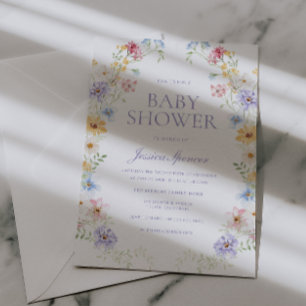 Vibrant Pastel Wildflowers Modern Baby Shower Invitation