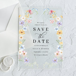 Vibrant Pastel Wildflowers Wedding Save The Date