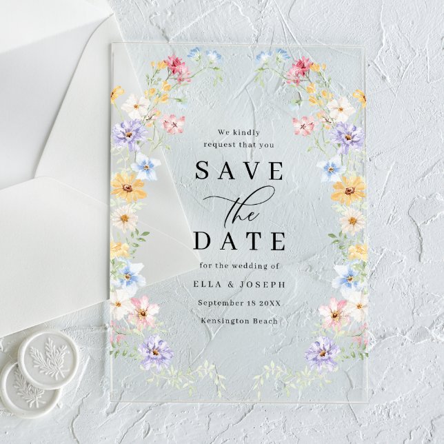 Vibrant Pastel Wildflowers Wedding Save The Date (Creator Uploaded)
