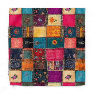 Vibrant Patchwork Quilt with Classic Florals Bandana