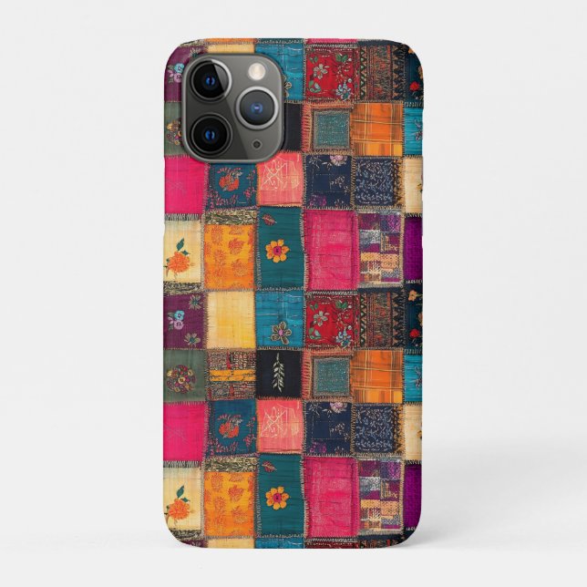 Vibrant Patchwork Quilt with Classic Florals Case-Mate iPhone Case (Back)