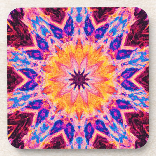 Vibrant Pattern Power Art Beverage Coaster (Front)