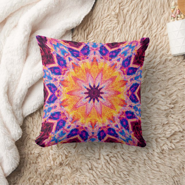 Vibrant Pattern Power Art Throw Pillow (Blanket)
