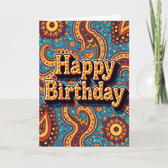 Vibrant Patterned Birthday Card (Front)