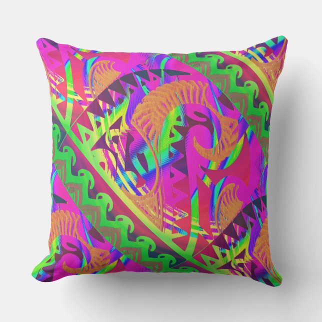 Vibrant & Patterned  Throw Pillow (Front)