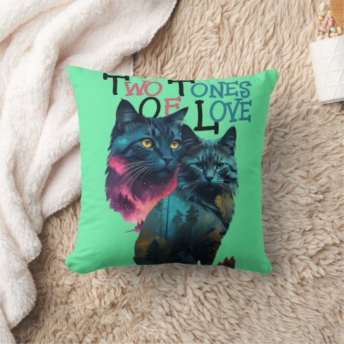 Vibrant Paws Dual Cat Delight Throw Pillow