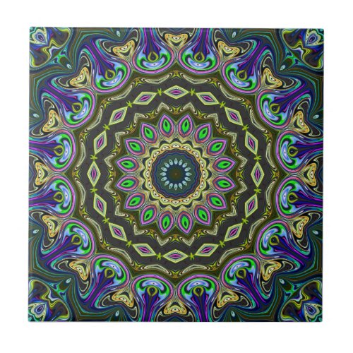 vibrant peace mandala pattern background ceramic tile