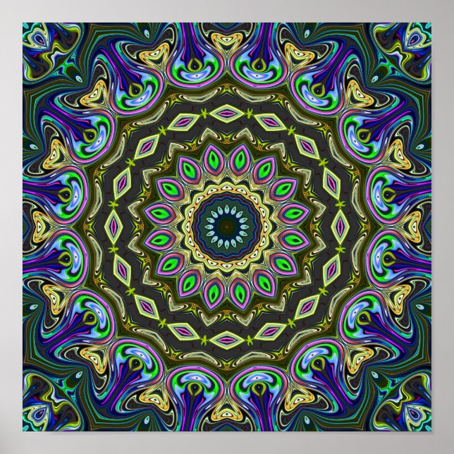 vibrant peace mandala pattern background poster (Front)