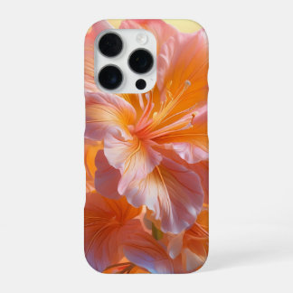 Vibrant Peach Hibiscus Floral iPhone 16 Pro Case
