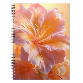 Vibrant Peach Hibiscus Floral Notebook