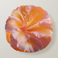 Vibrant Peach Hibiscus Floral Throw Pillow