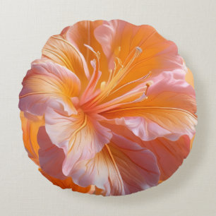 Vibrant Peach Hibiscus Floral Throw Pillow