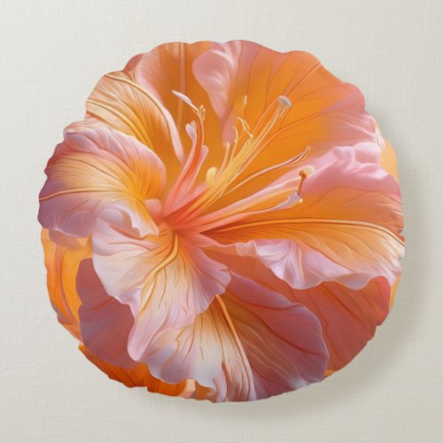 Vibrant Peach Hibiscus Floral Throw Pillow