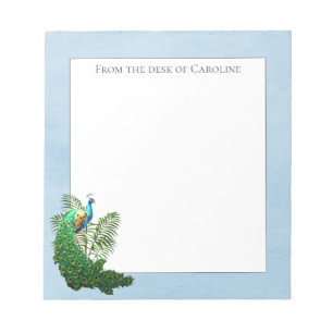 Vibrant Peacock   Blue Notepad