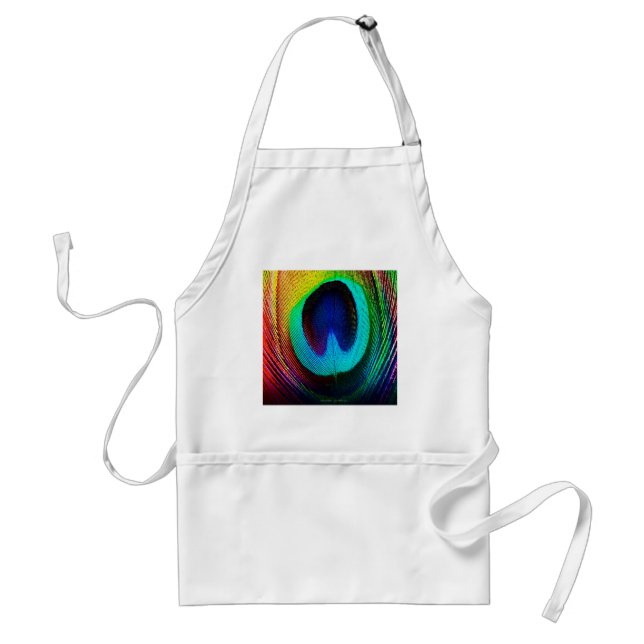Vibrant Peacock Feather Adult Apron (Front)