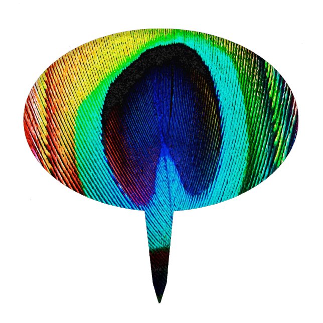 Vibrant Peacock Feather Cake Topper (Front)