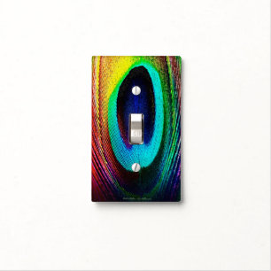 Vibrant Peacock Feather Light Switch Cover