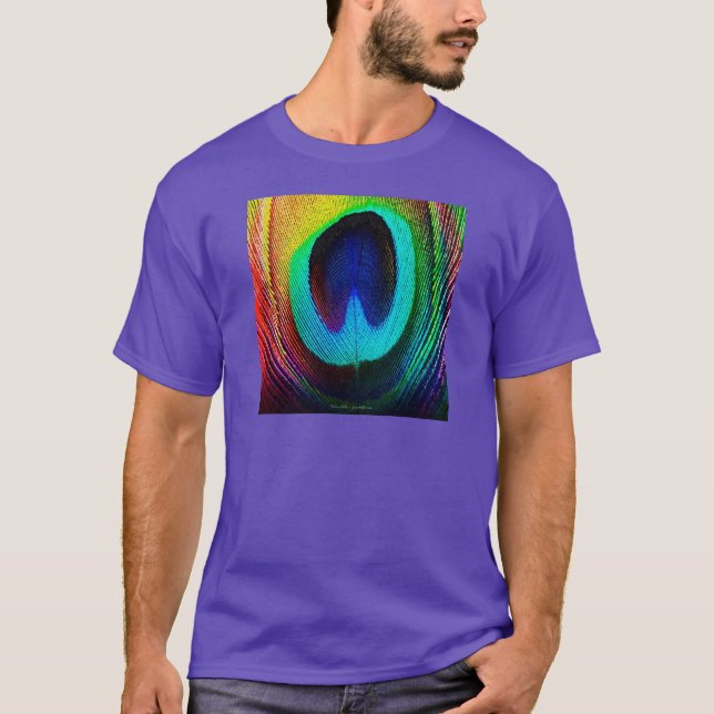 Vibrant Peacock Feather T-Shirt (Front)