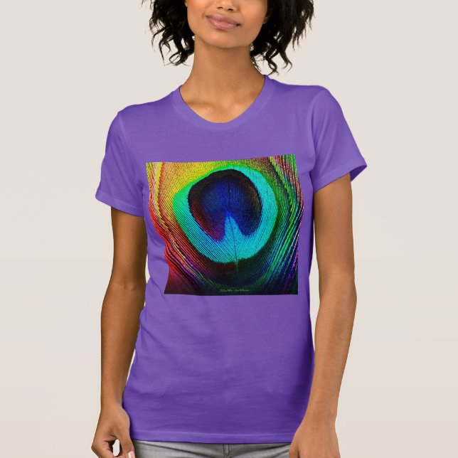 Vibrant Peacock Feather T-Shirt (Front)