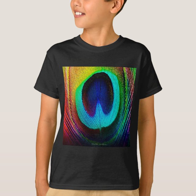Vibrant Peacock Feather T-Shirt (Front)