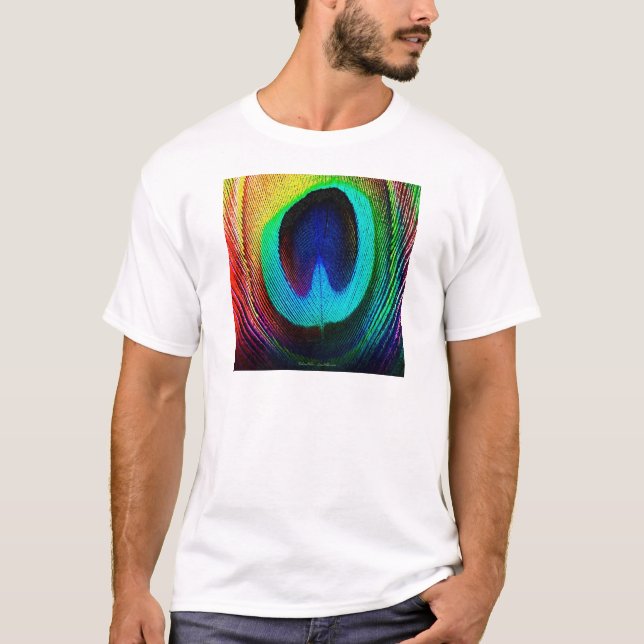 Vibrant Peacock Feather T-Shirt (Front)