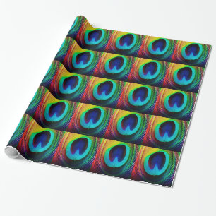 Vibrant Peacock Feather Wrapping Paper