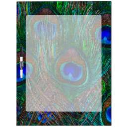 Vibrant Peacock Feathers Etching Style Decor Dry-Erase Board
