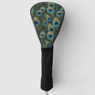 Vibrant Peacock Feathers Golf Head Cover