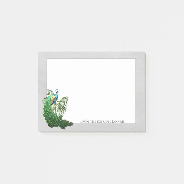 Vibrant Peacock | Gray Personalized Notes (Front)