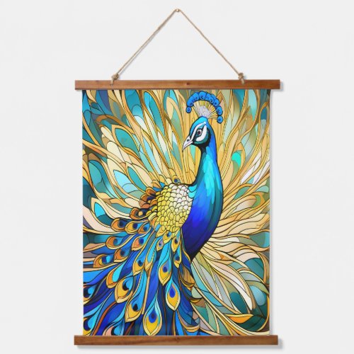 Vibrant Peacock in Art Nouveau Style Colorful Art Hanging Tapestry